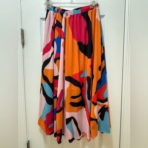Colorful Midi Abstract Print Women's Skirt